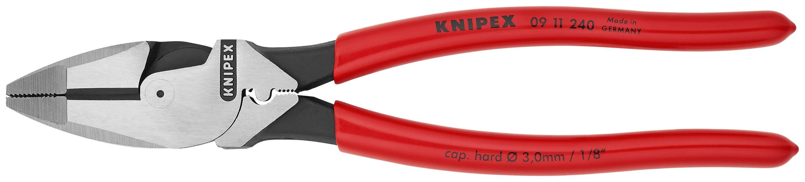 9 1/2" High Leverage Lineman's Pliers New England with Fish Tape Puller & Crimper