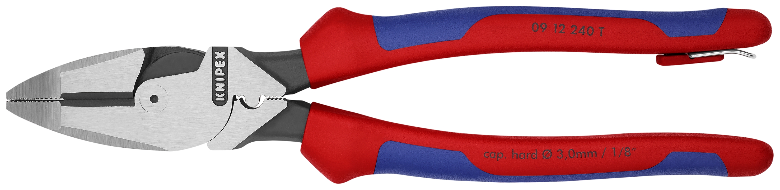 9 1/2" High Leverage Lineman's Pliers New England with Tape Puller & Crimper-Tethered Attachment