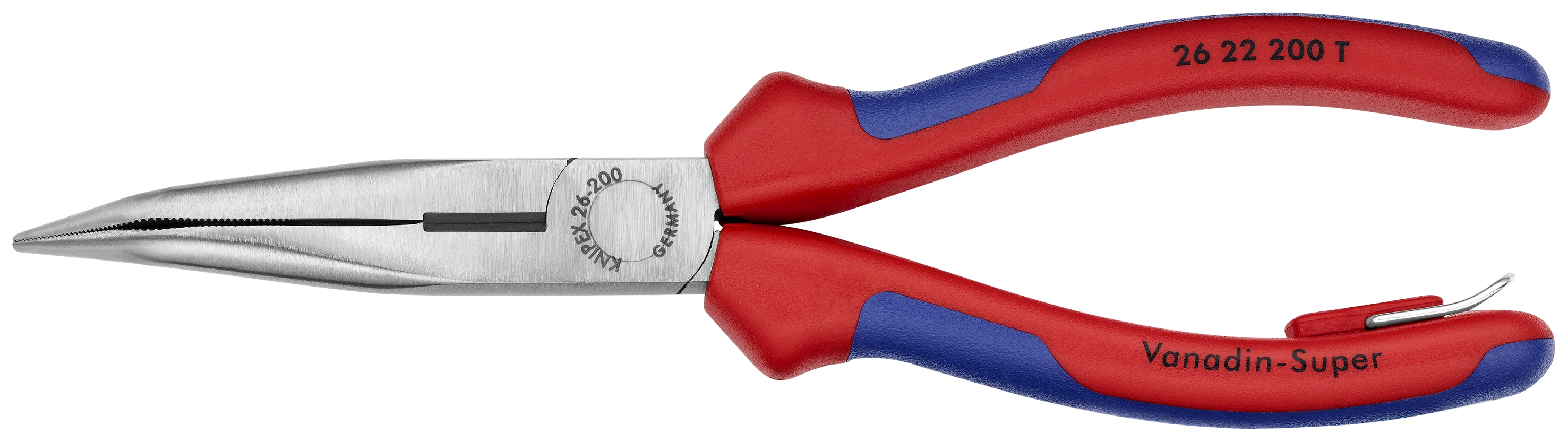 8" Long Nose 40° Angled Pliers with Cutter-Tethered Attachment