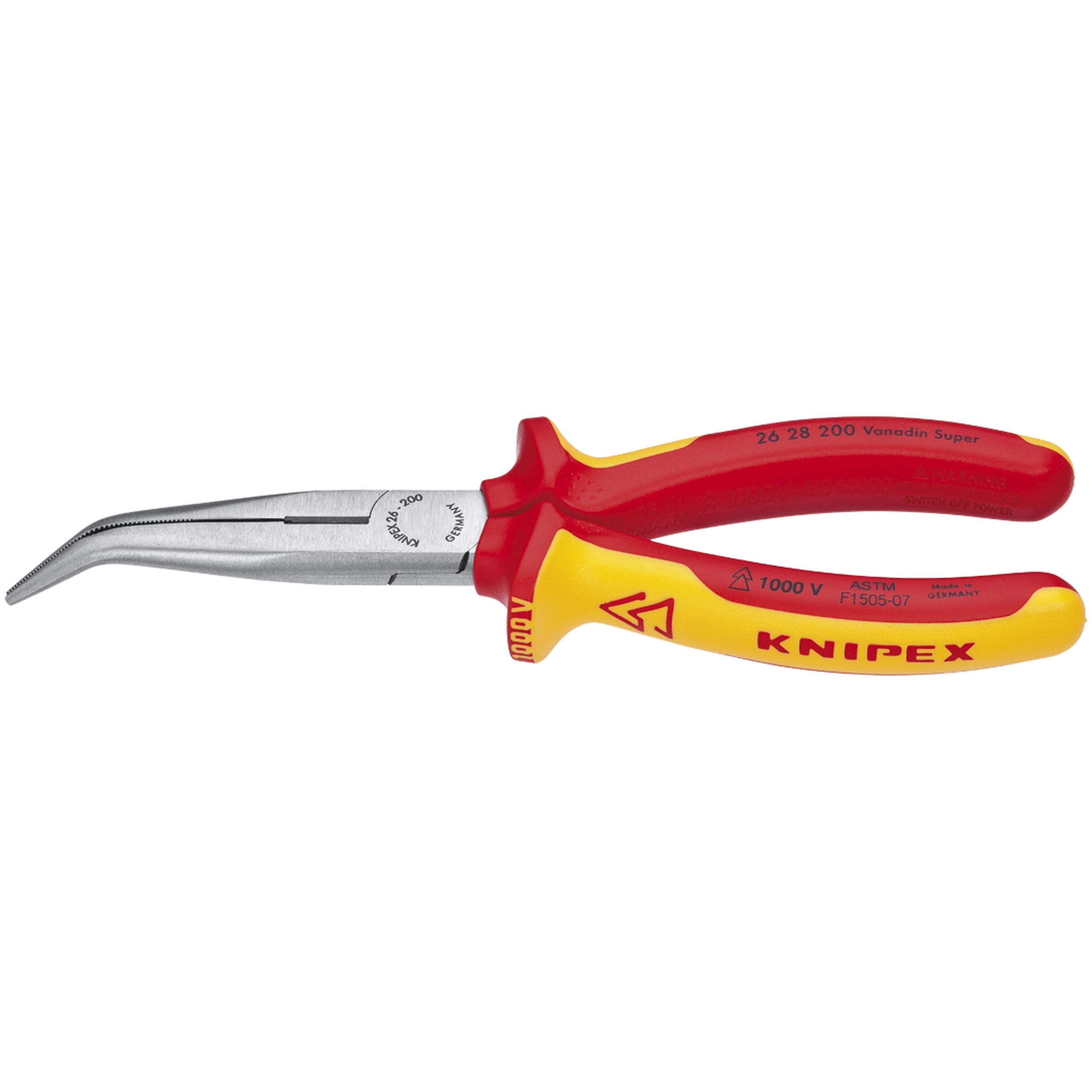 8" Long Nose 40° Angled Pliers with Cutter-1000V Insulated