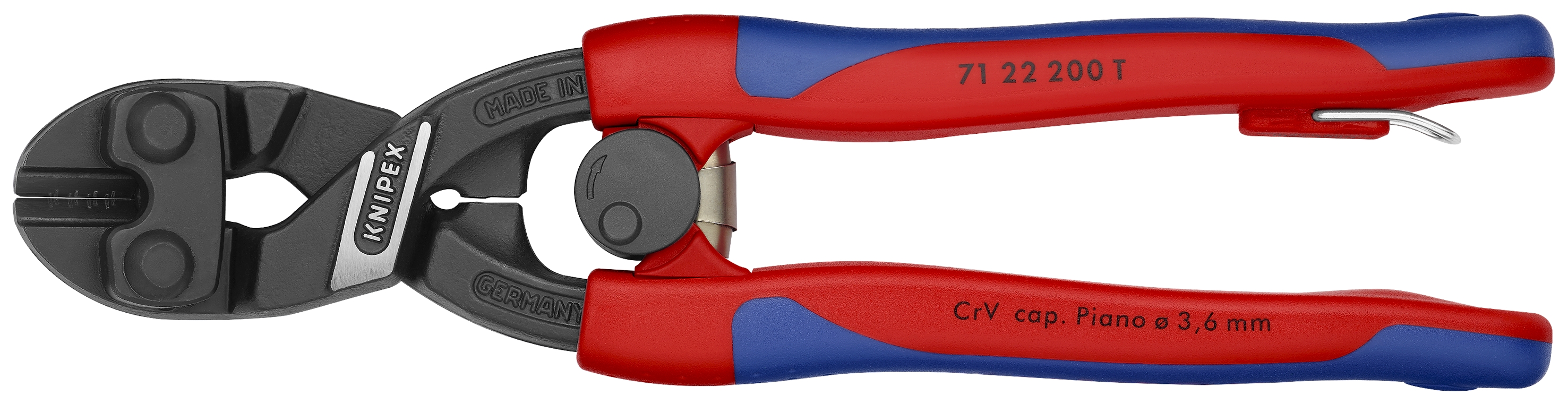 8" CoBolt® High Leverage 20° Angled Compact Bolt Cutters-Tethered Attachment