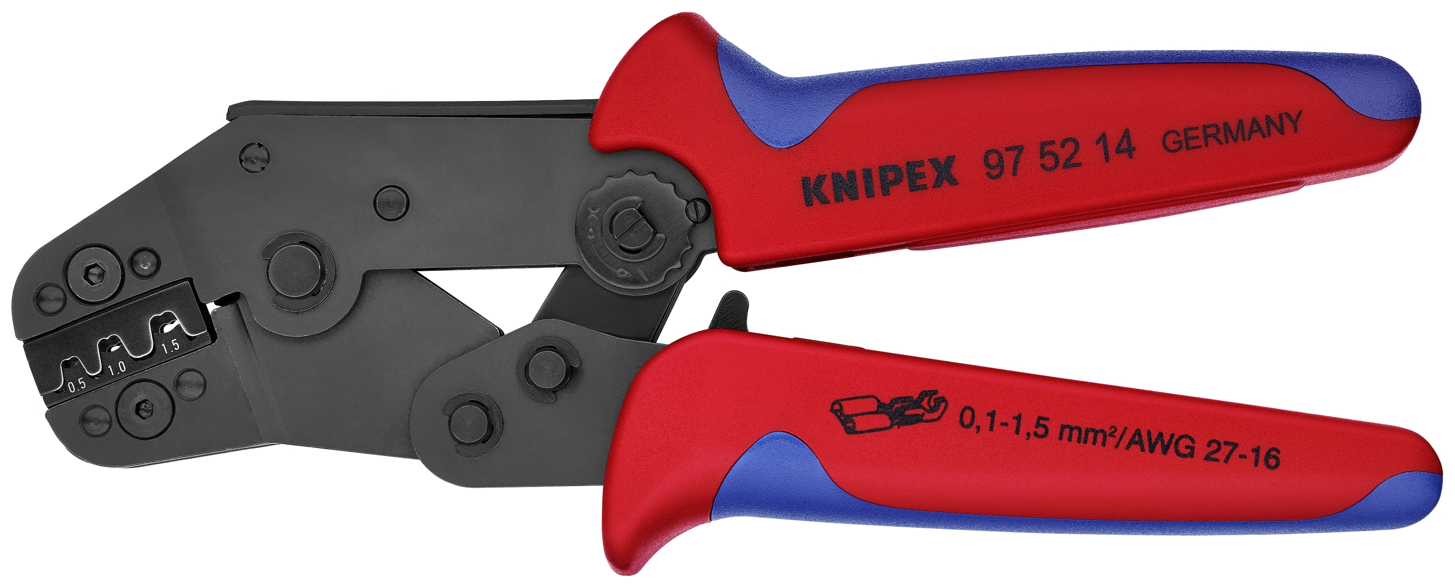 7 1/2" Crimping Pliers For Non-Insulated Open Plug-Type Connectors (Plug Width 2.8 and 4.8 mm)