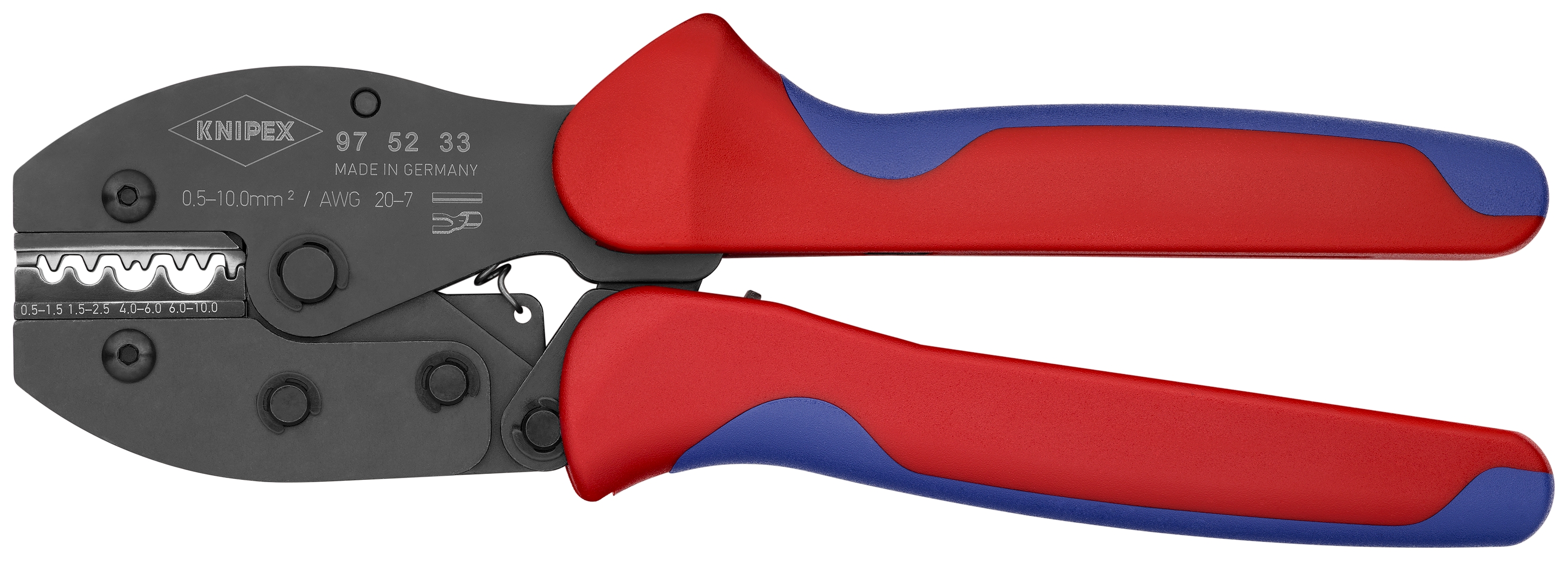 8 3/4" Crimping Pliers For Non-insulated Crimp Terminals, Tube and Compression Cable Lugs