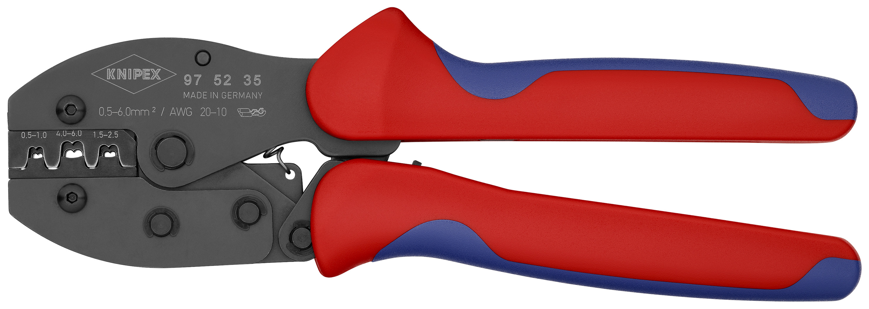 8 3/4" Crimping Pliers For Non-Insulated Open Plug-Type Connectors (Plug Width 4.8 and 6.3 mm)