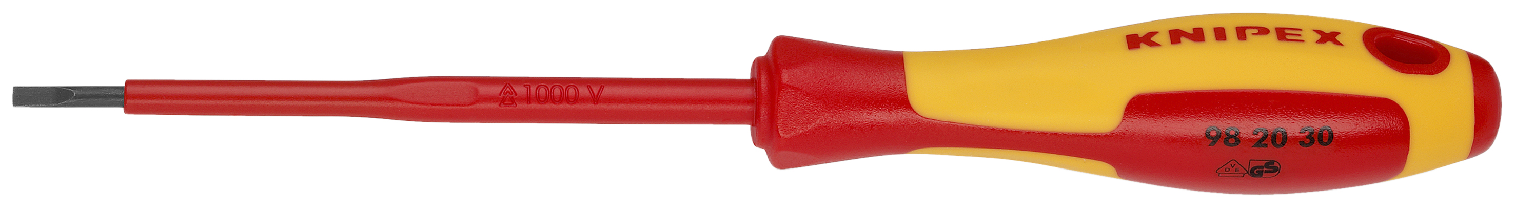 8" Slotted Screwdriver, 4"-1000V Insulated, 7/64" tip