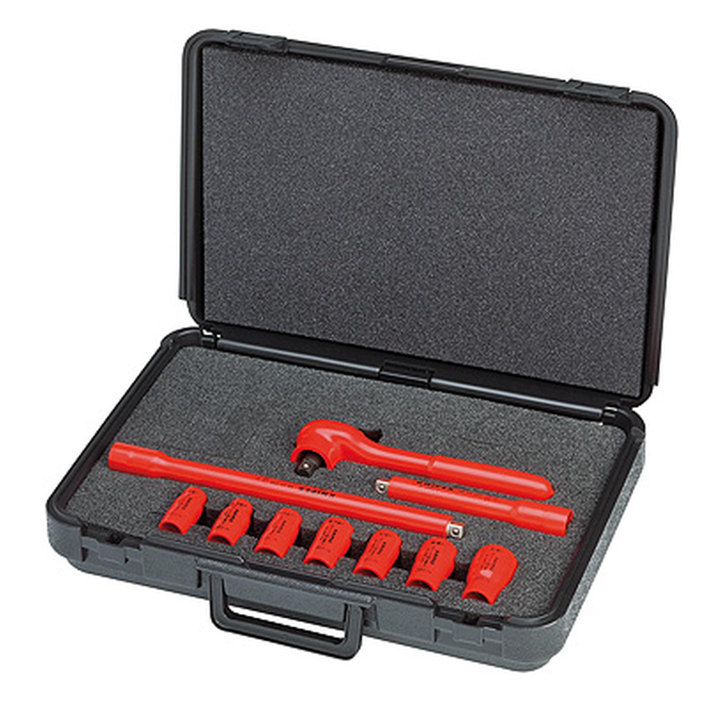 10 Pc Socket Set, 1/2" Drive, Metric-1000V Insulated
