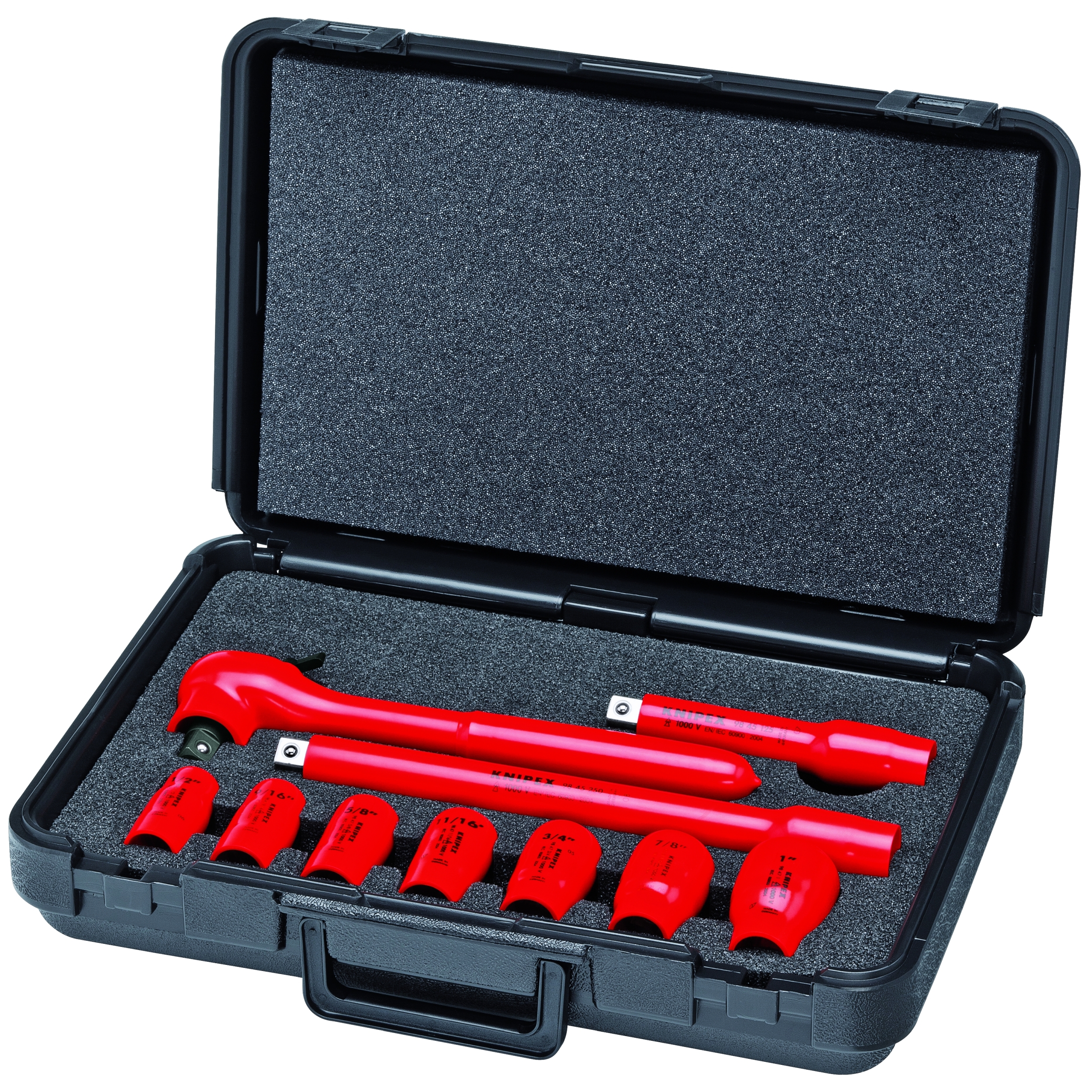 10 Pc Socket Set, 1/2" Drive, SAE-1000V Insulated