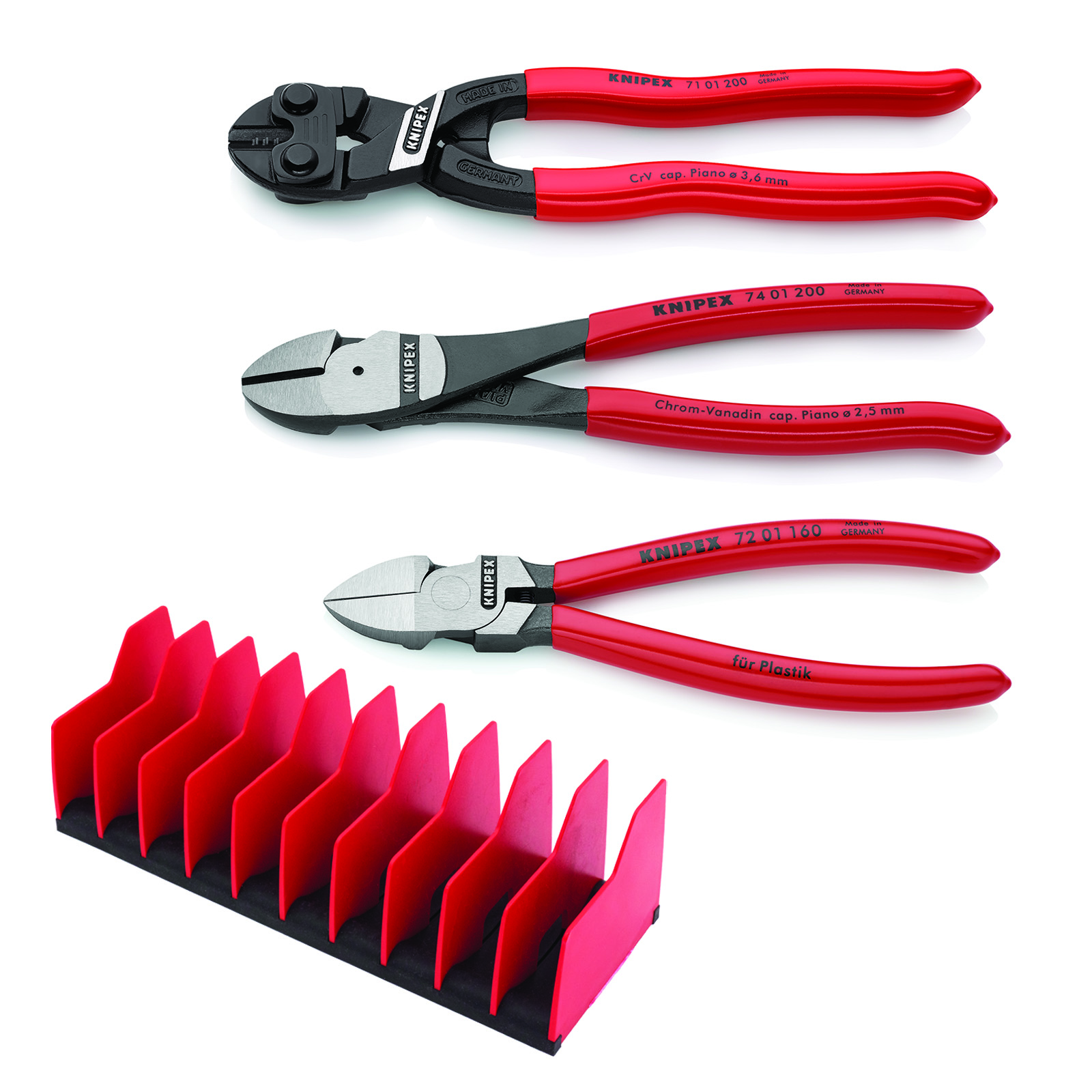 3 Piece Cutting Pliers Set with 10 Pc Tool Holder