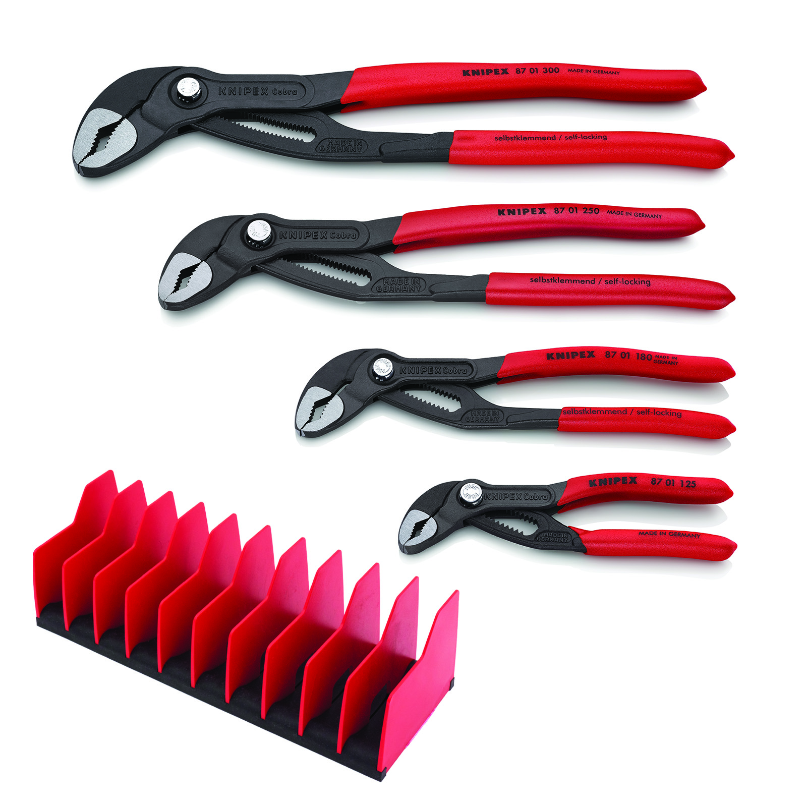 4 Piece Cobra® Pliers Set with 10 Pc Tool Holder