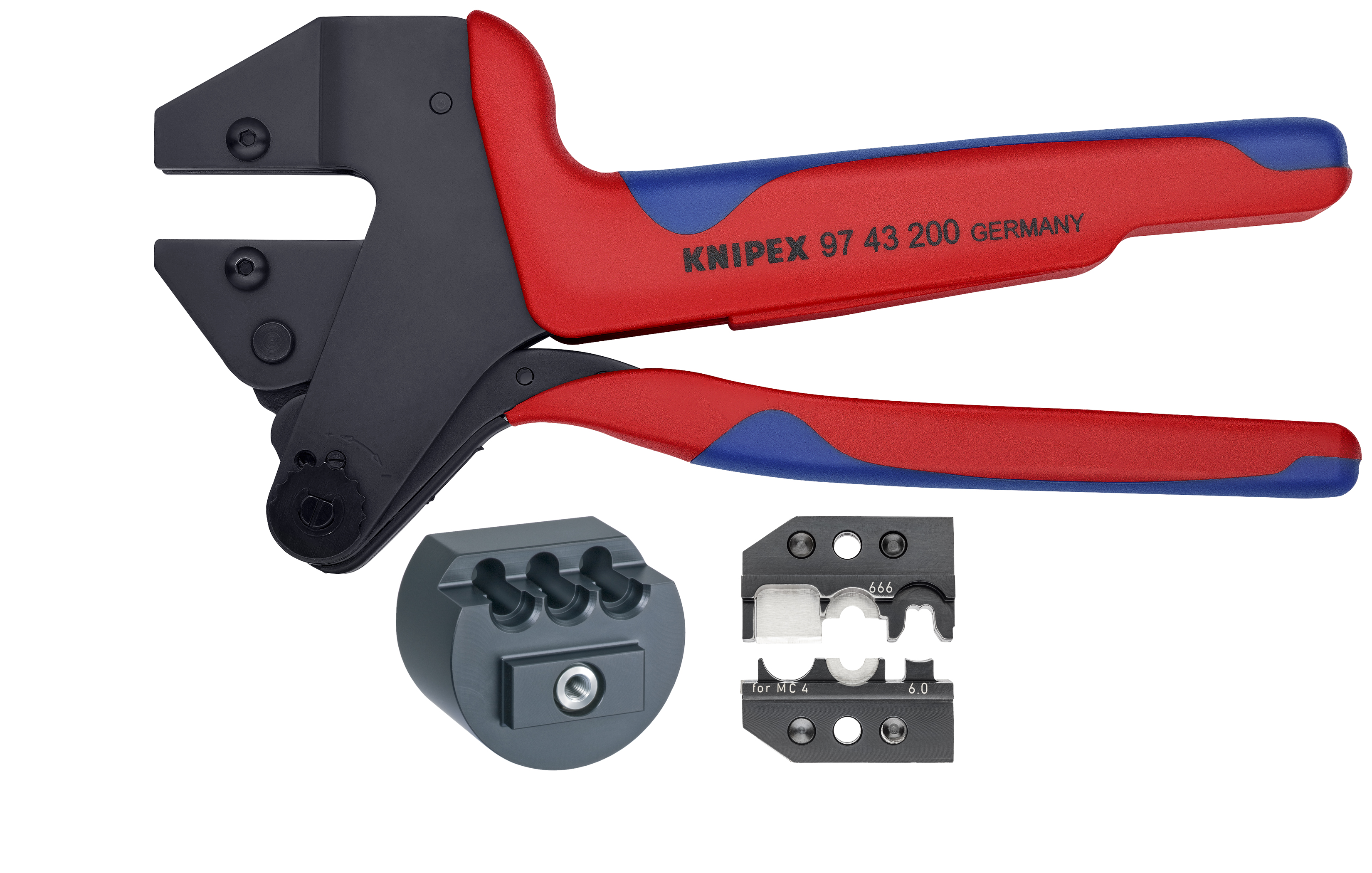 US Crimp System Pliers (97 43 200) + Crimp Die: Solar Connectors For MC4 Multi Contact (97 49 66) + Locator For 97 49 66 (97 49 66 1) Packaged In A Protective Plastic Case