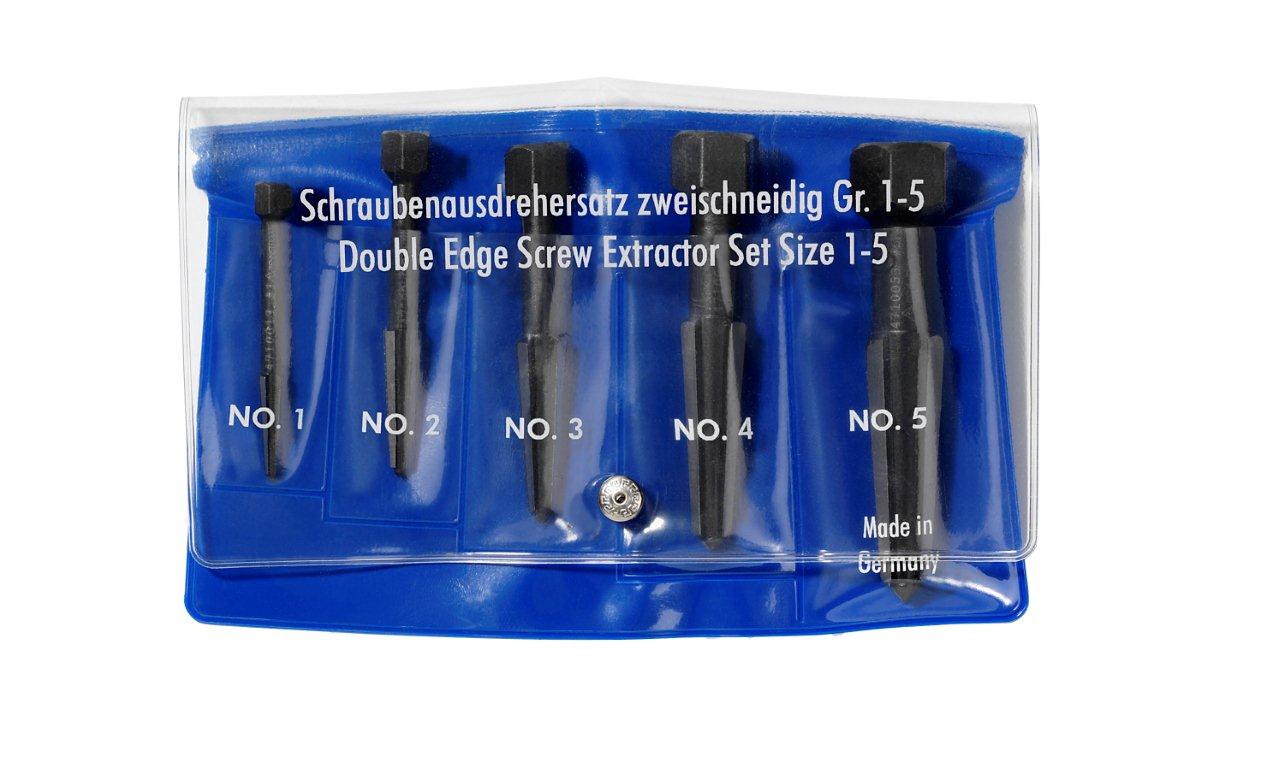 Screw Extractor Double-Edged Set 5 Parts (Size 1-5 In Vinyl Pouch)