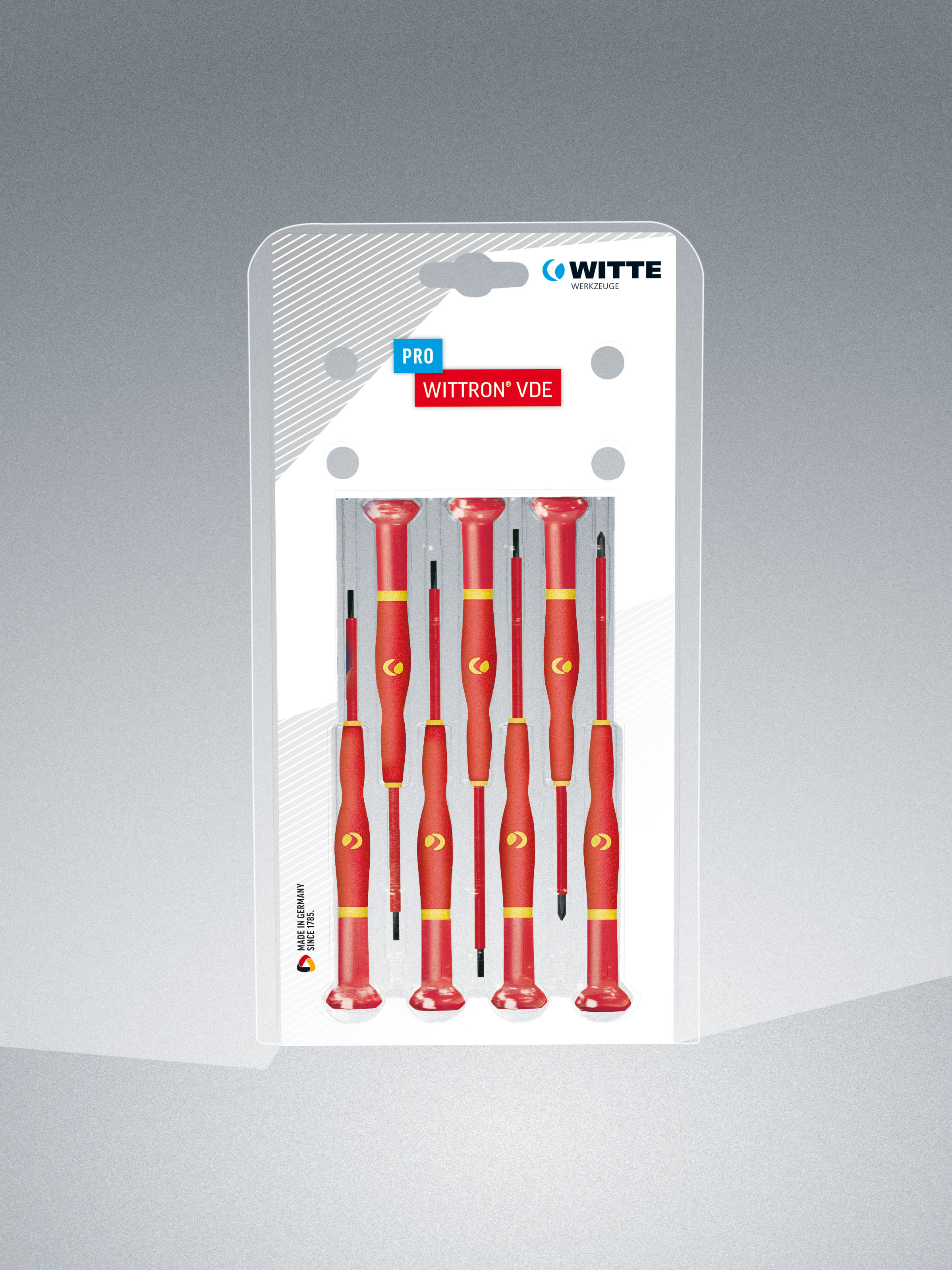 WITTRON 7 Pc Set-1000V Insulated: 4 Slotted, 2 Phillips in Clamshell
